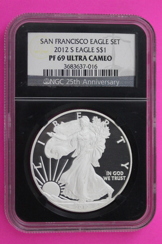 2012 S PF 69 Silver Eagle Proof DCAM 1 OZ .999 Silver NGC From S Eagle Set 697