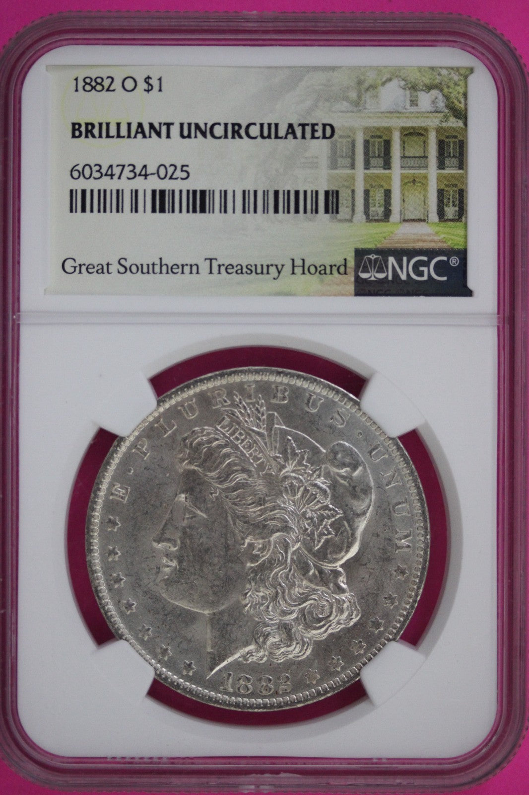 1882 O BU Southern Treasury Hoard Liberty Morgan Silver Dollar NGC Slab 158