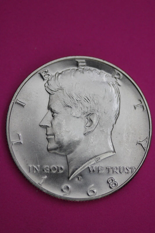 Gem BU 1968 D John F Kennedy Half Dollar 40% Silver Same Coin In Pics TOM 01