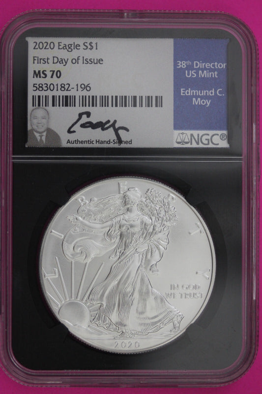 2020 MS 70 Silver Eagle Edmund Moy Coin NGC Certified Graded Authentic Slab 633