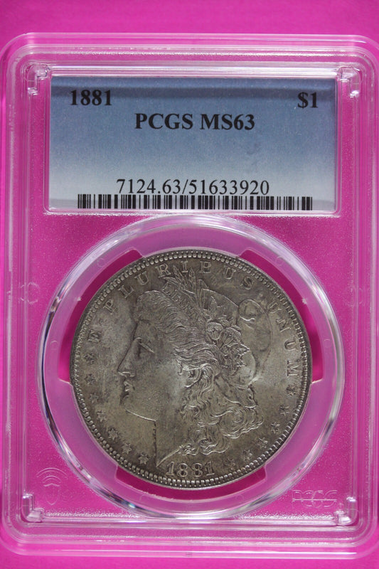 Nicely Toned 1881 P MS 63 Liberty Morgan Silver Dollar PCGS Certified Slab 765
