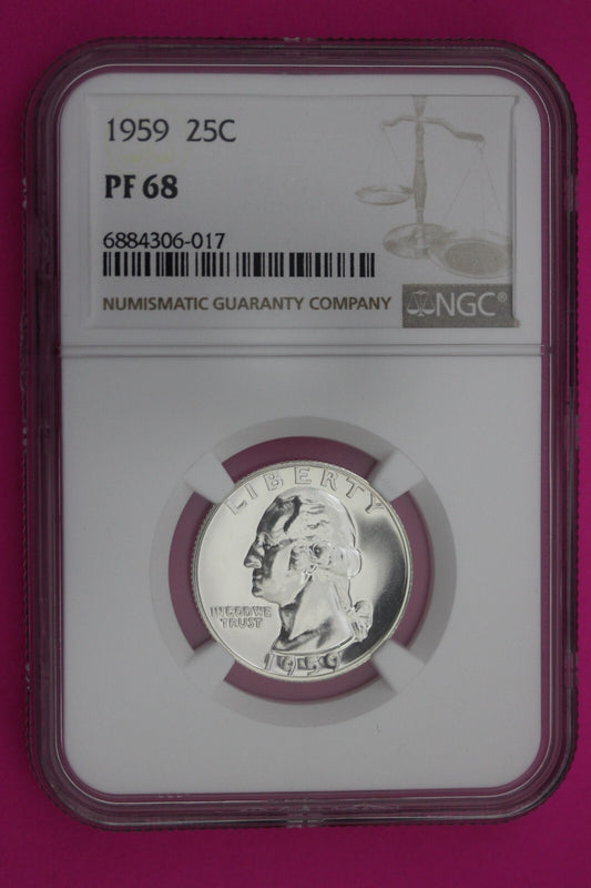 1959 PF 68 Proof Washington Silver Quarter NGC Certified Graded Authentic 266