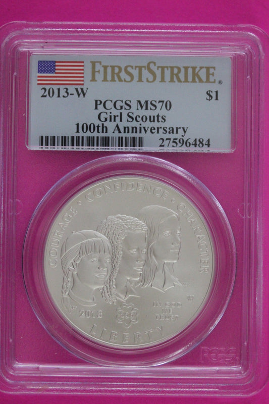 2013 W MS 70 Girl Scouts 100th Anniversary Commemorative Silver Dollar PCGS 138