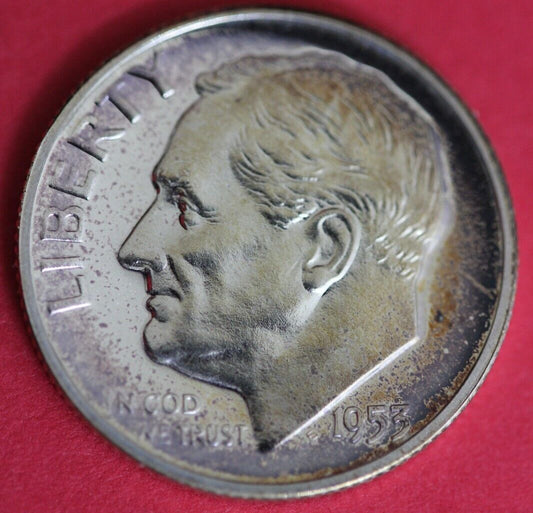 Toned 1953 Silver Proof Roosevelt Dime Exact Coin Shown 30