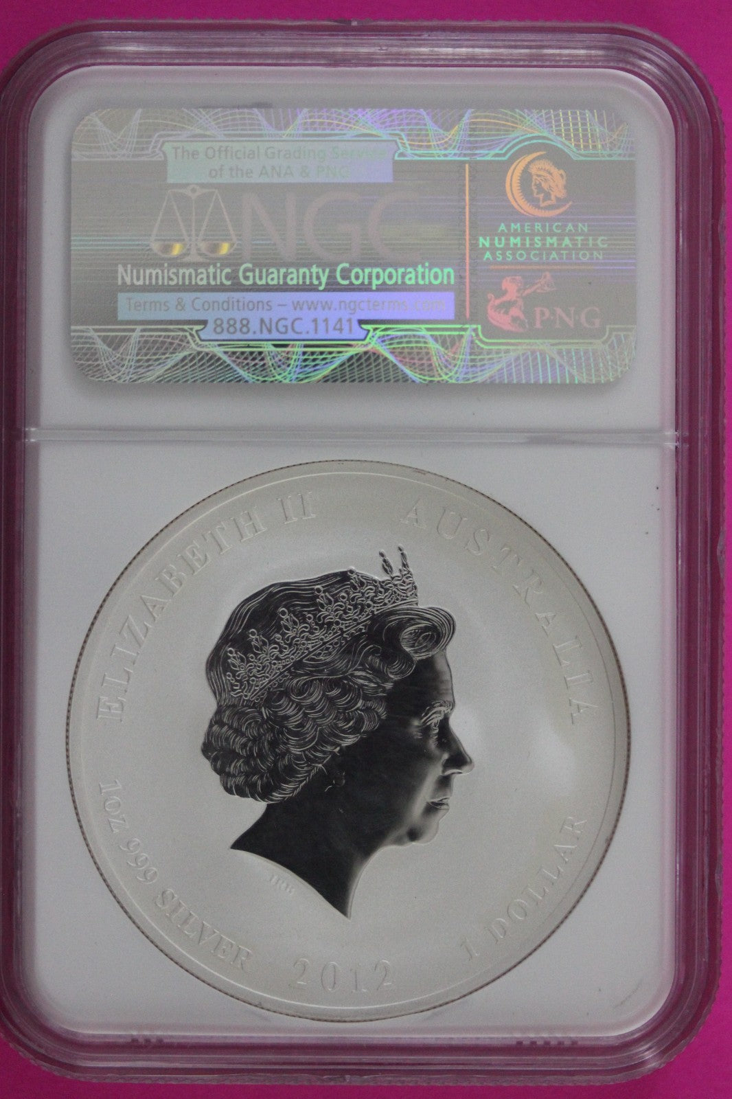 2012 P MS 69 Colorized Australia Year Of The Dragon $1 Silver Coin NGC Slab 966