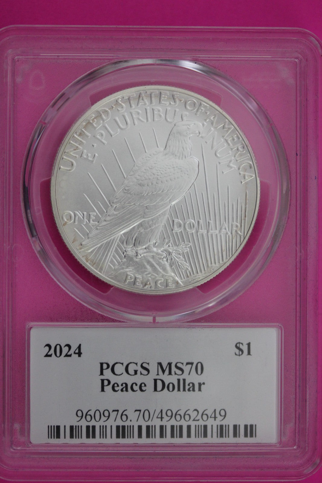 2024 MS 70 Peace Liberty Silver Dollar PCGS Graded Certified Graded Slab 1144