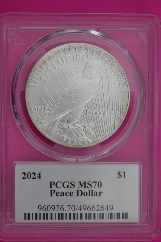 2024 MS 70 Peace Liberty Silver Dollar PCGS Graded Certified Graded Slab 1144