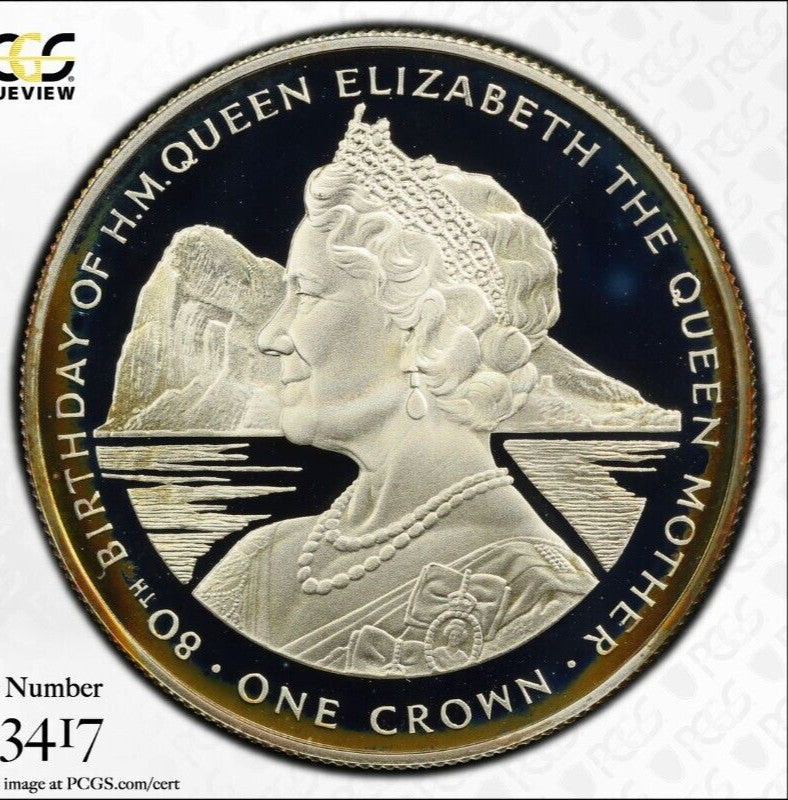 Toned 1980 PR 68 DCAM Crown Gibraltar  PCGS Queen Elizabeth 80th Birthday 549