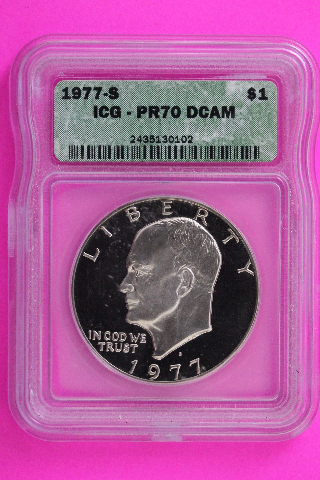 1977 S PR 70 Deep Cameo Clad Ike Eisenhower Dollar ICG Certified Graded 334