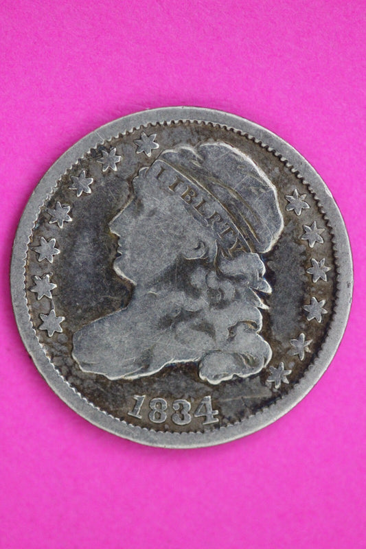 1834 Capped Bust Silver Dime Guaranteed Authentic & Genuine Very Rare Coin 0726N