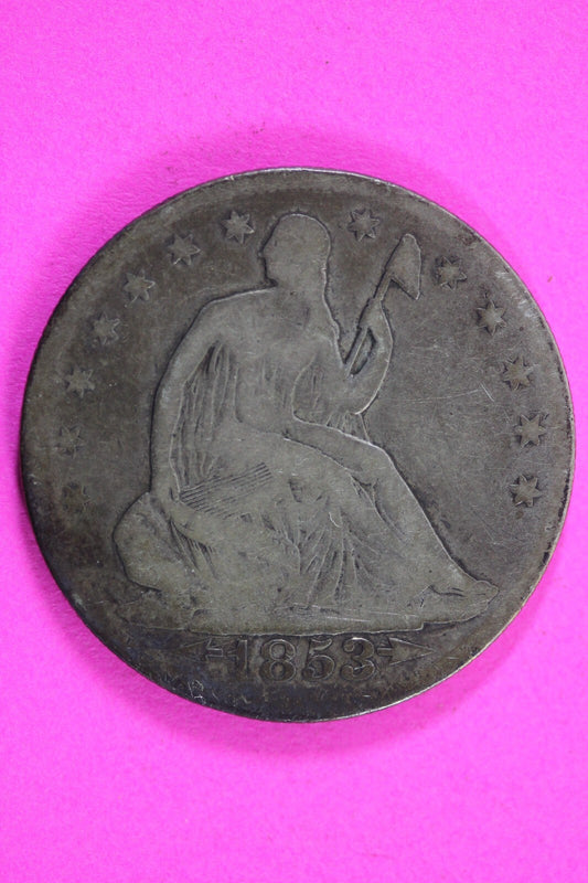 1853 P Seated Liberty Half Dollar Silver Exact Coin In Pic Semi Key Date 20