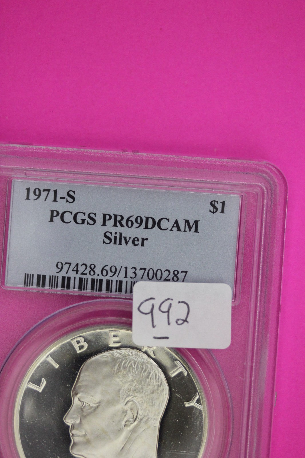 1971 S PR 69 DCAM Silver Ike Eisenhower Dollar PCGS Certified Authentic Slab 992