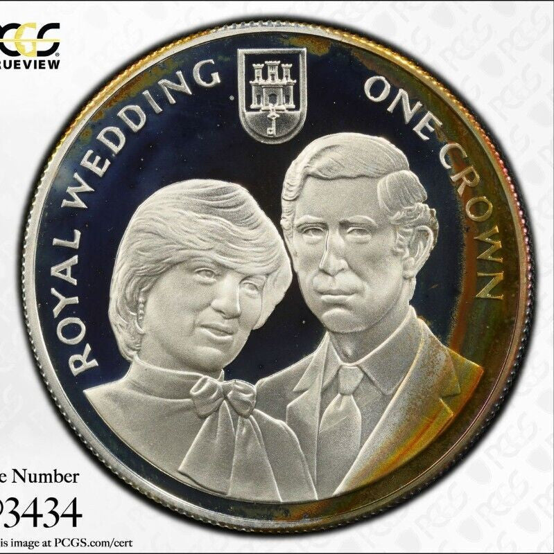 1981 PR 68 DCAM Crown Gibraltar Princess Diana Royal Wedding PCGS Silver 640