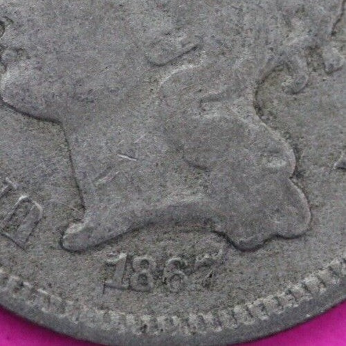 1867 Three 3 Cent Nickel Scarce Semi Key Date Type Coin Philadelphia Mint 177