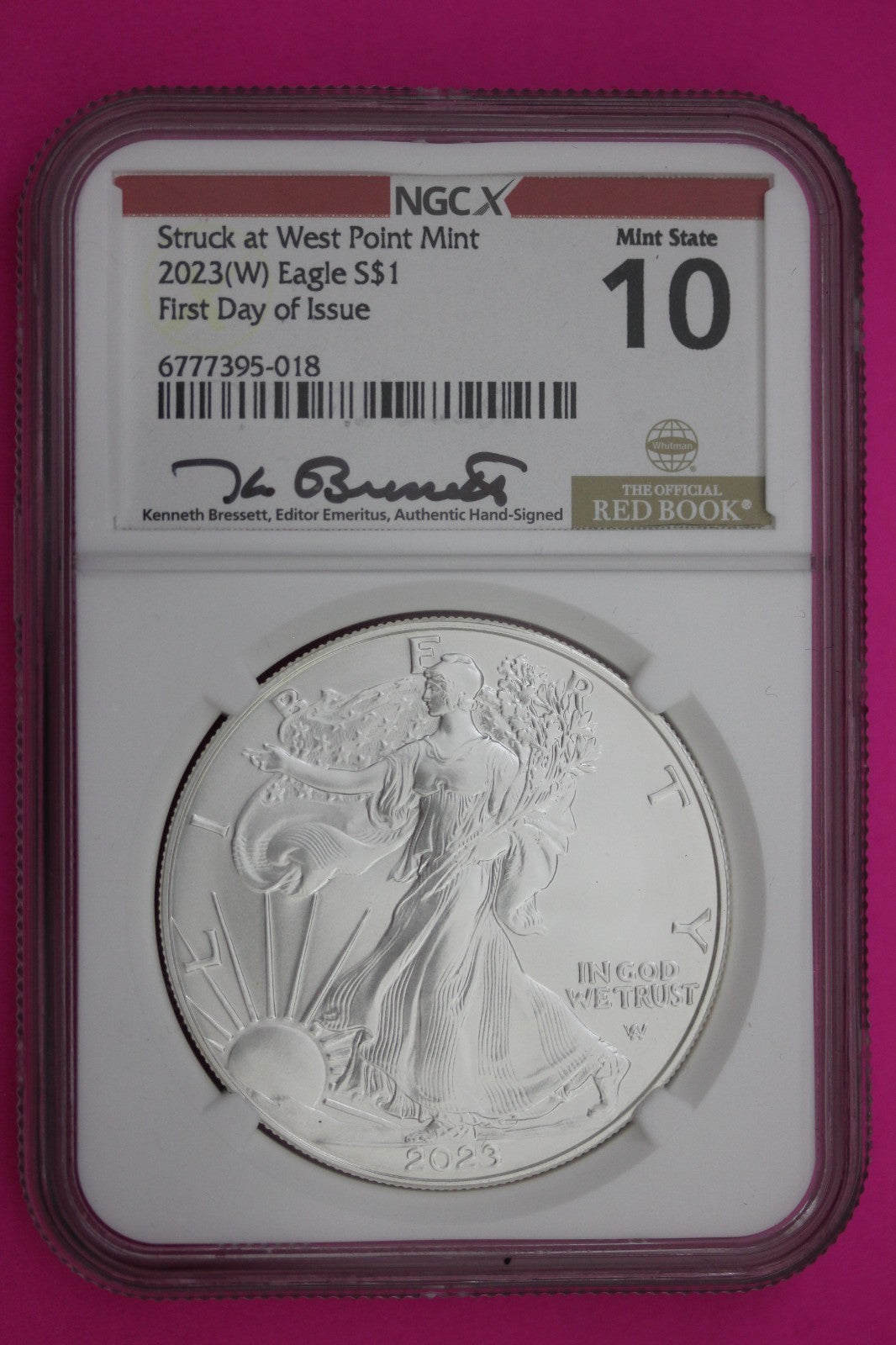 2023 (W) MS 70 (10) Silver Eagle Bressett Signature 1 OZ .999 NGCX Certified 243