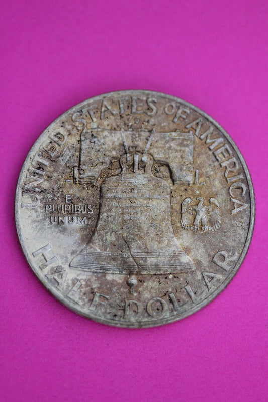 High Grade Toned 1951 D Ben Franklin Silver Half Dollar Exact Coin Shown 18