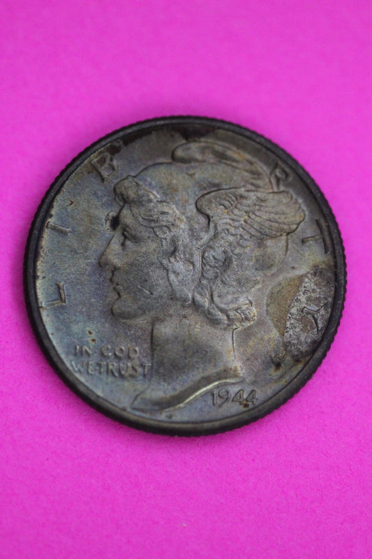 Toned 1944 P Mercury Liberty Dime Silver Coin Guaranteed Authentic Genuine 1092