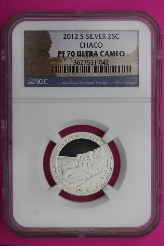 2012 S PF 70 Silver Quarter Chaco National Park NGC Graded Certified Slab 445