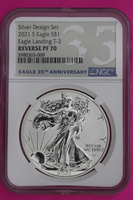 2021 S T2 PR 70 Reverse Proof Silver Eagle NGC Graded Certified Authentic 501