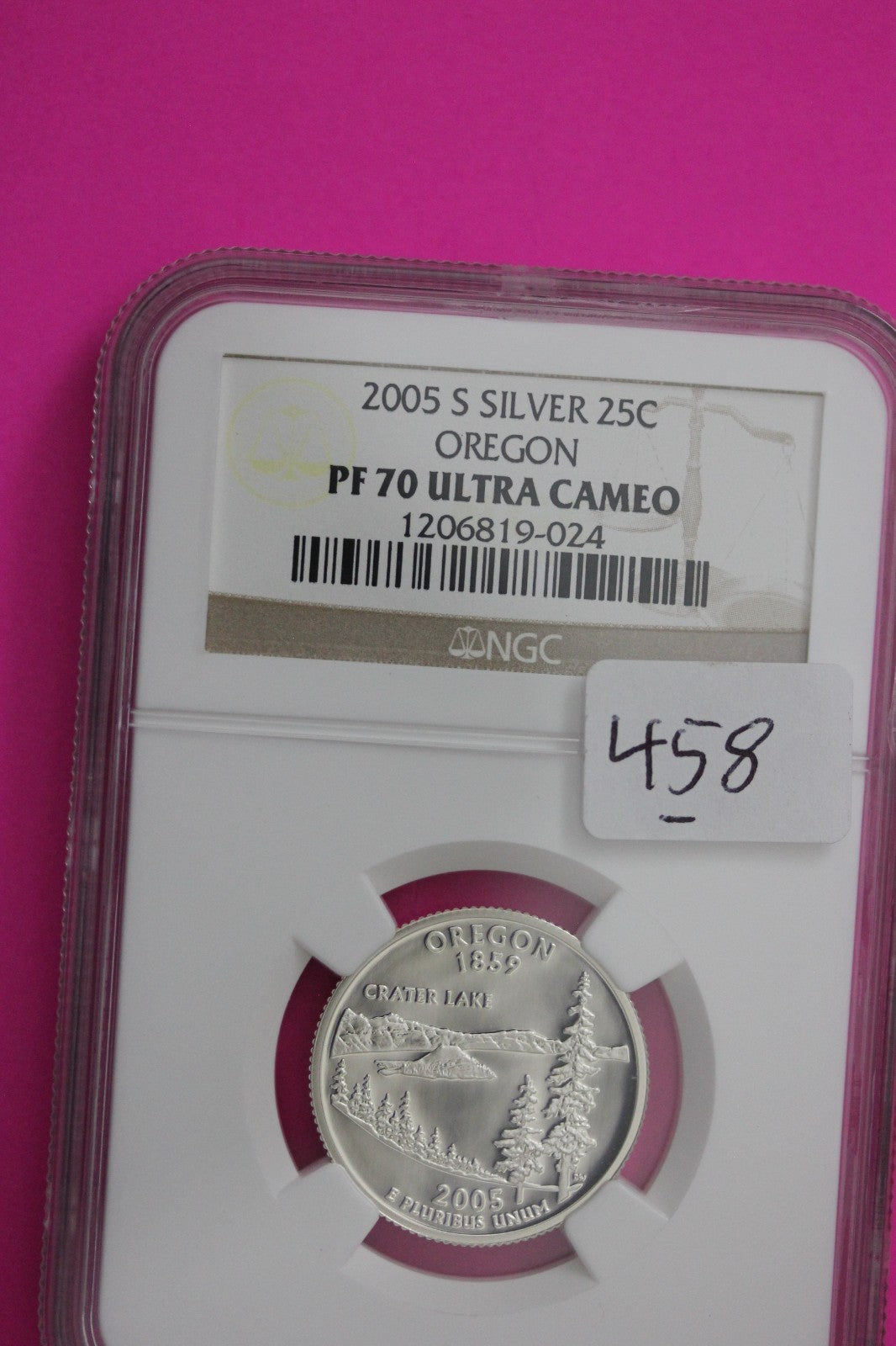 2005 S PF 70 Oregon Silver State Quarter NGC Certified Authentic Slab 458