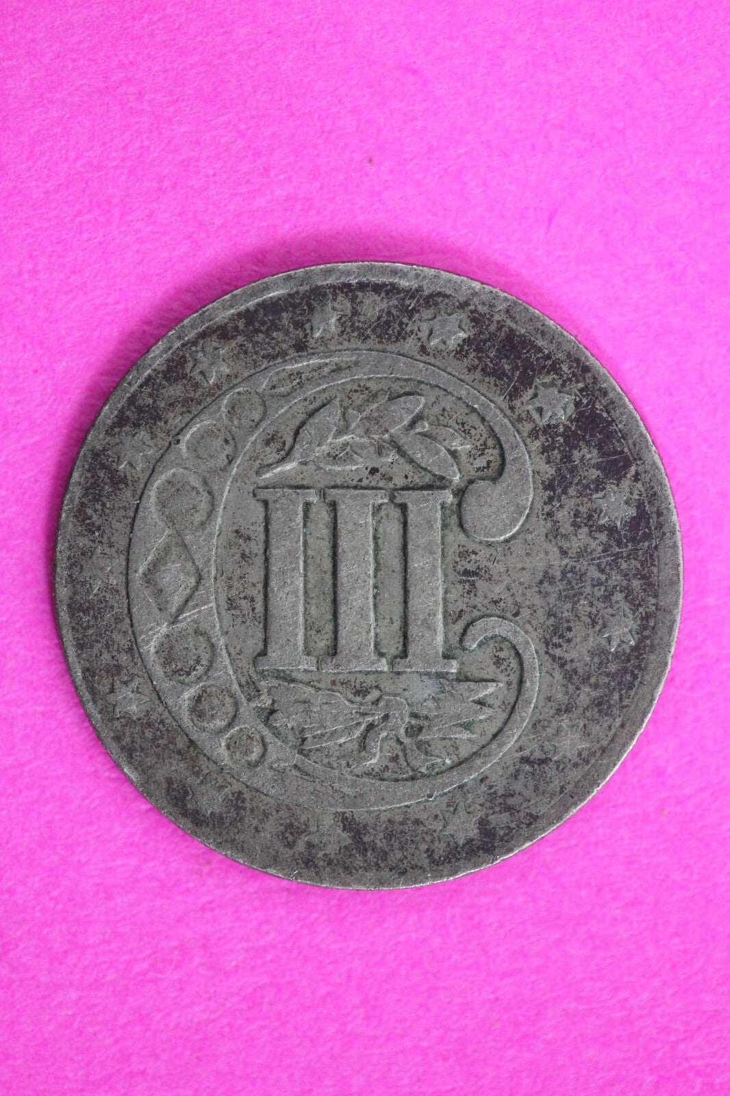 High Grade 1857 Trime 3 Three Cent Silver Dime Rare Semi Key Date Coin 128