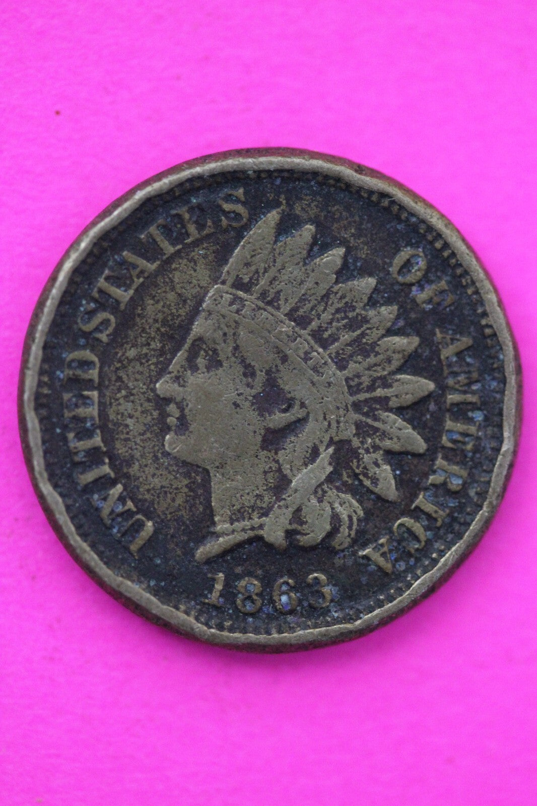 1863 Copper Nickel Indian Head Cent Penny Early Type Coin Exact Coin Pictured 55