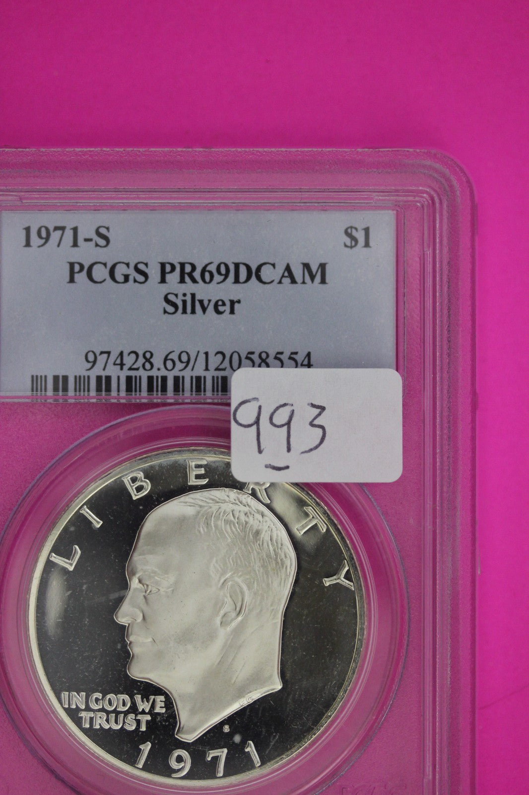 1971 S PR 69 DCAM Silver Ike Eisenhower Dollar PCGS Certified Authentic Slab 993