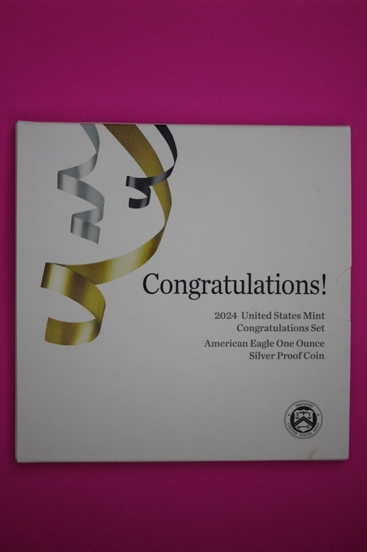 Gem 2024 S Congratulations U.S. Mint Set Proof Deep Cameo Silver Eagle COA 9063