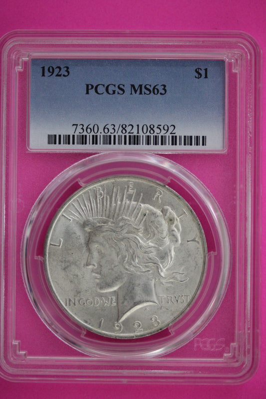 1923 P MS 63 Liberty Peace Silver Dollar PCGS Certified Graded Authentic 604