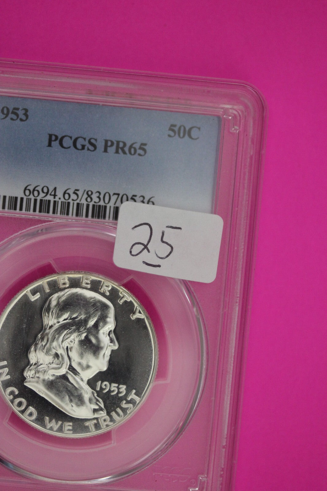 1953 P PR 65 Proof Ben Franklin Silver Half Dollar PCGS Certified Graded 25