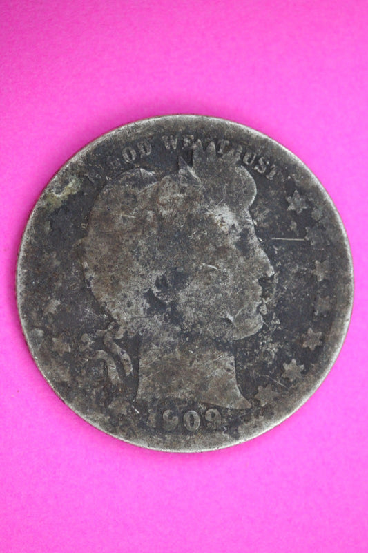 1909 O Barber Liberty Quarter Silver Exact Coin Shown Low Grade Filler 2790