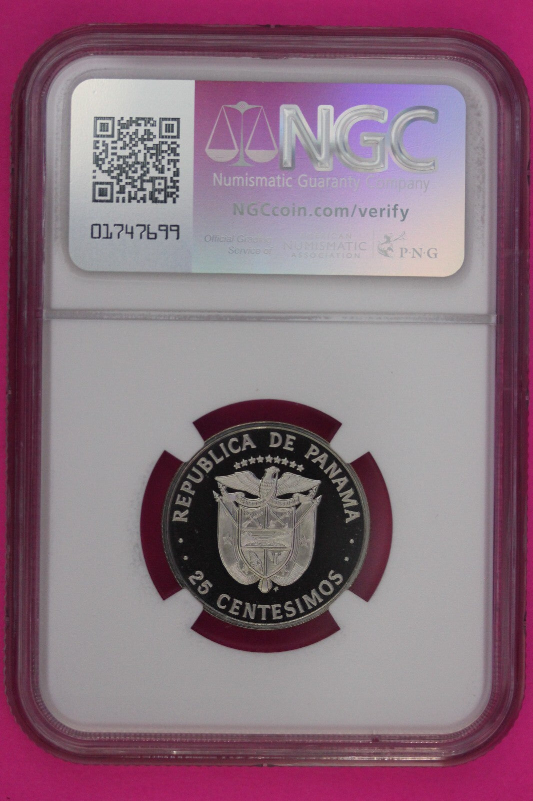 Top Pop 1977 Panama PF 70 Ultra Cameo Proof 25 Centesimos NGC Graded Slab 844