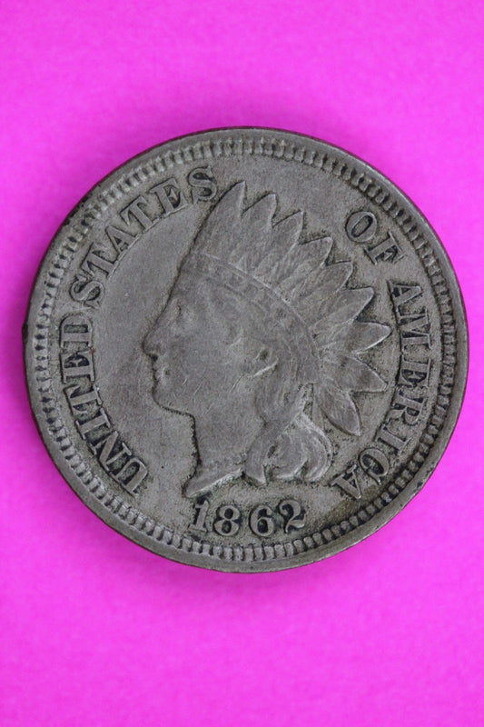 High Grade 1862 Indian Head Cent Penny Guaranteed Authentic & Genuine Coin 1782