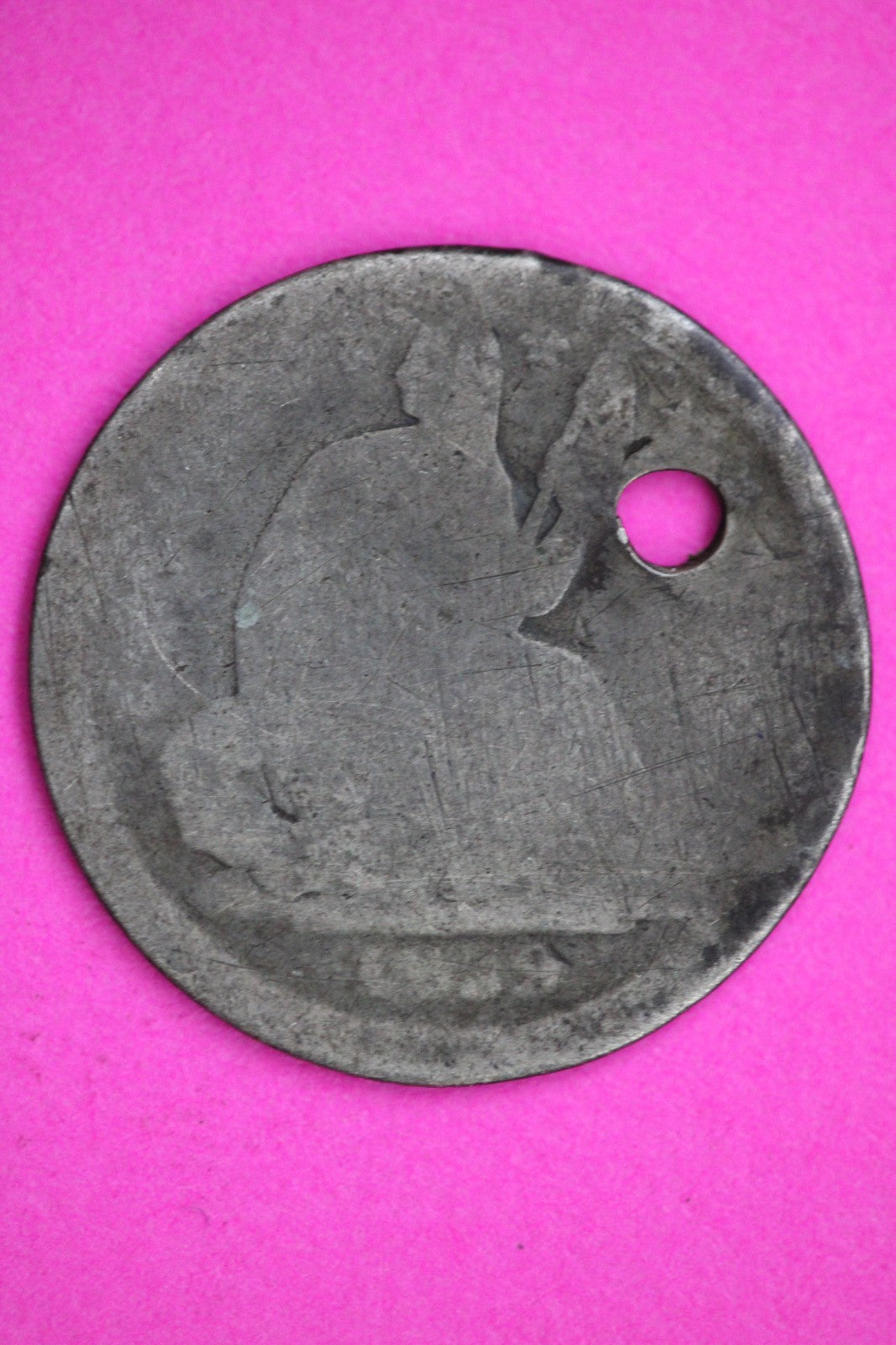 1839 ? Seated Half Dime Silver Exact Coin Shown Filler Holed Damaged Bent 2739
