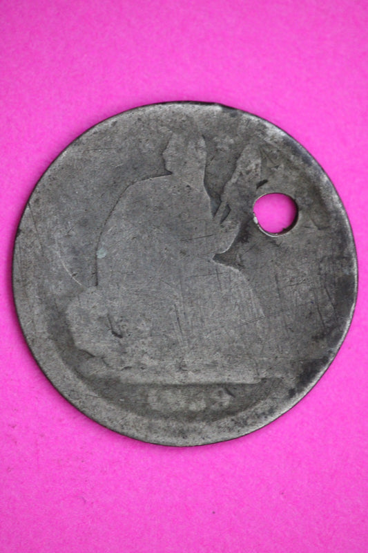 1839 ? Seated Half Dime Silver Exact Coin Shown Filler Holed Damaged Bent 2739
