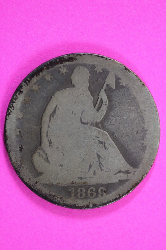 1869 P Seated Liberty Half Dollar Silver Semi Key Date Exact Coin In Pics 05