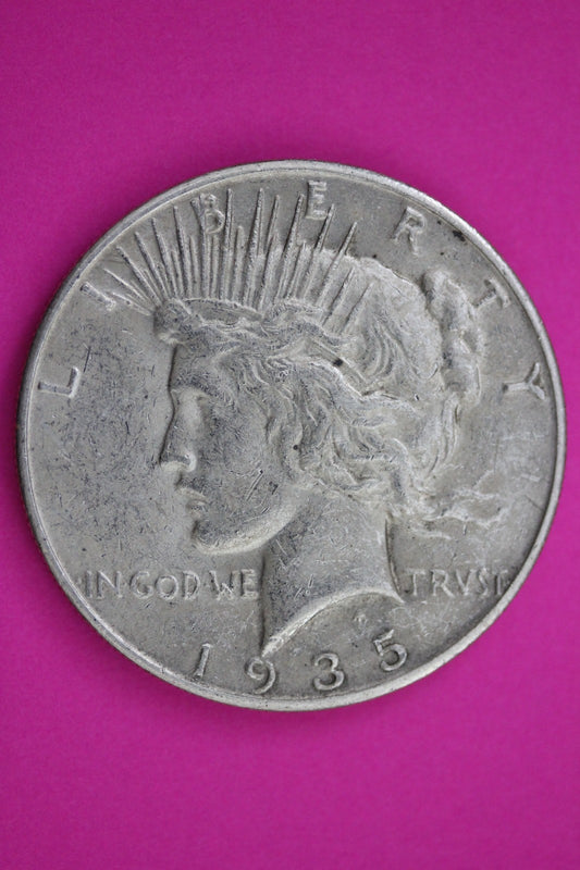 1935 P Peace Silver Dollar Graffitti  LIberty Coin Genuine American Seller 2038