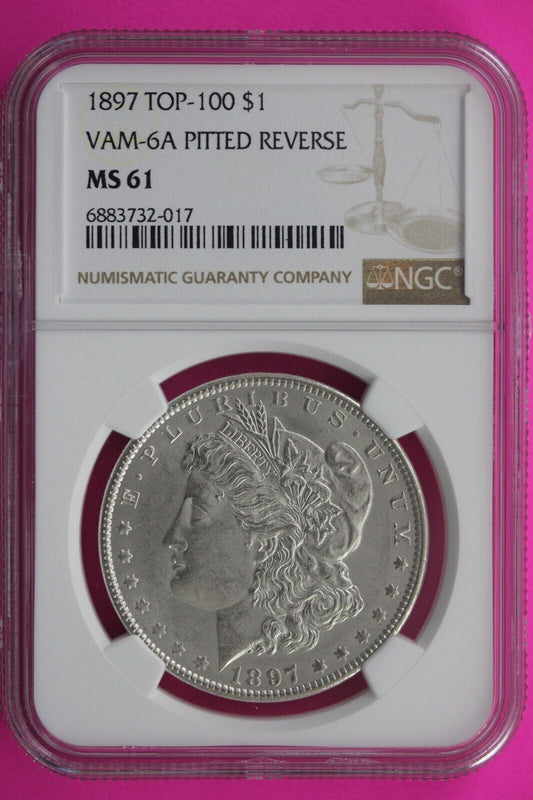 1897 P MS 61 Liberty Morgan Silver Dollar VAM 6A Pitted Reverse Top 100 NGC 700