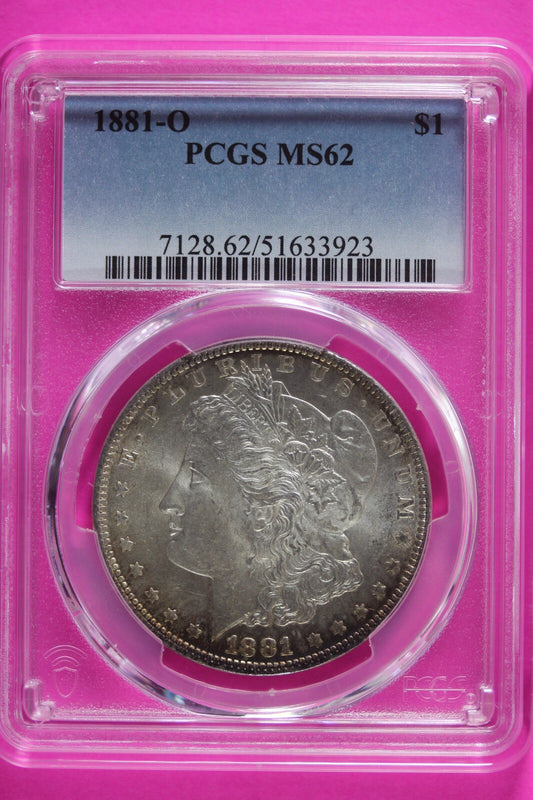 Nicely Toned 1881 O MS 62 Liberty Morgan Silver Dollar PCGS Certified Slab 763