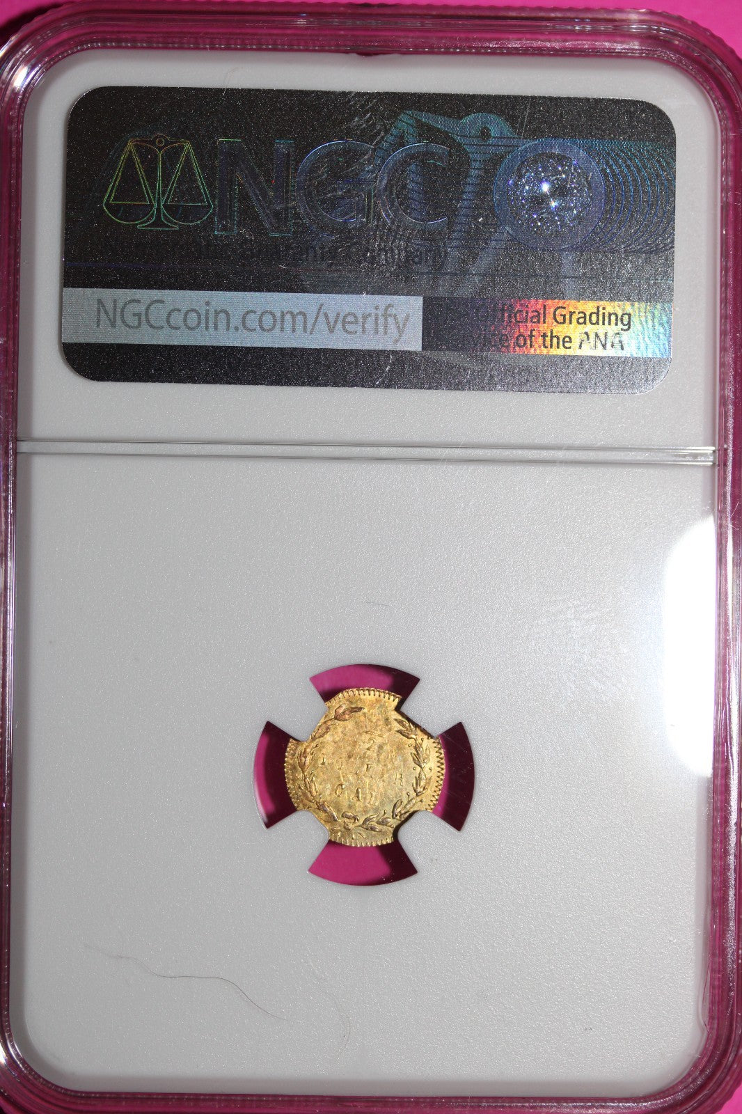 1876 Gold Round Indian Head 50 Cents Mint Error Curved Clip Unc Details NGC 960