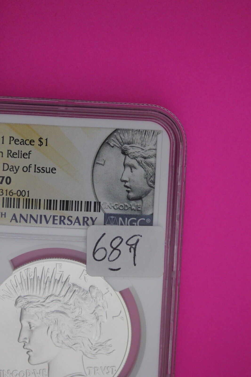Rare 2021 P MS 70 Peace Silver Dollar NGC High Relief Certified First Day 689