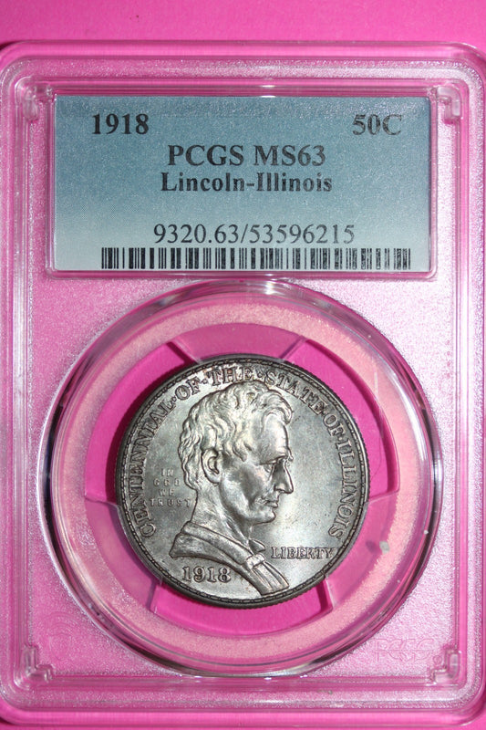 1918 MS 63 Lincoln-Illinois Commemorative Silver Half Dollar PCGS Certified 140