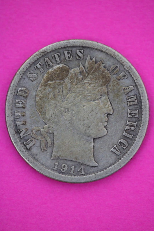 1914 P Barber Liberty Dime Scarce Semi Key Date Silver Coin Philadelphia Mint 36
