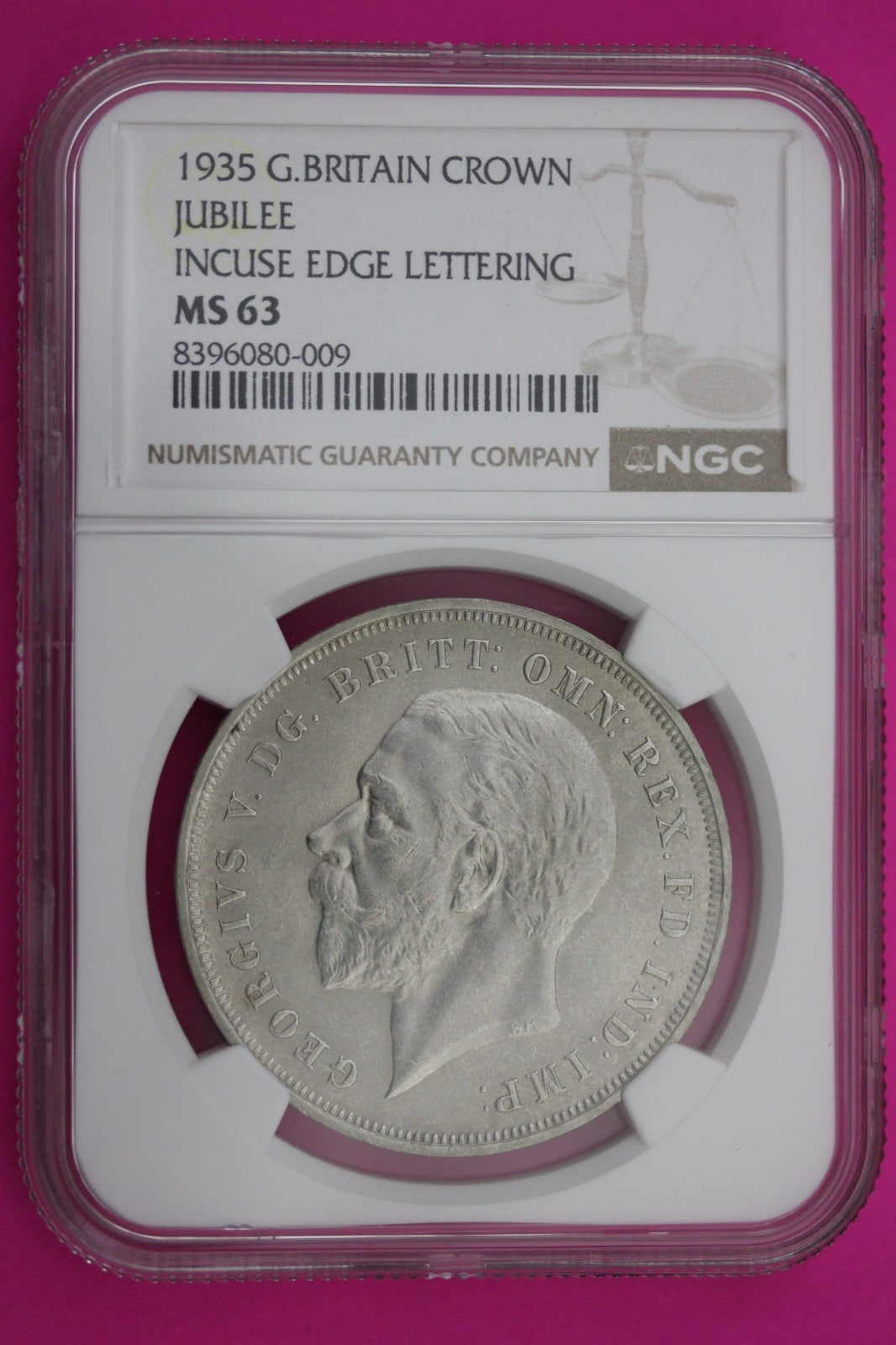 1935 MS 63 Great Britain Crown Incuse Edge Lettering Silver Coin NGC Slab 628
