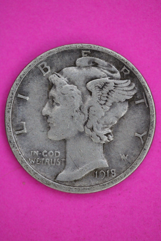 1918 S Mercury Liberty Dime Silver Coin Guaranteed Genuine American Seller 2574