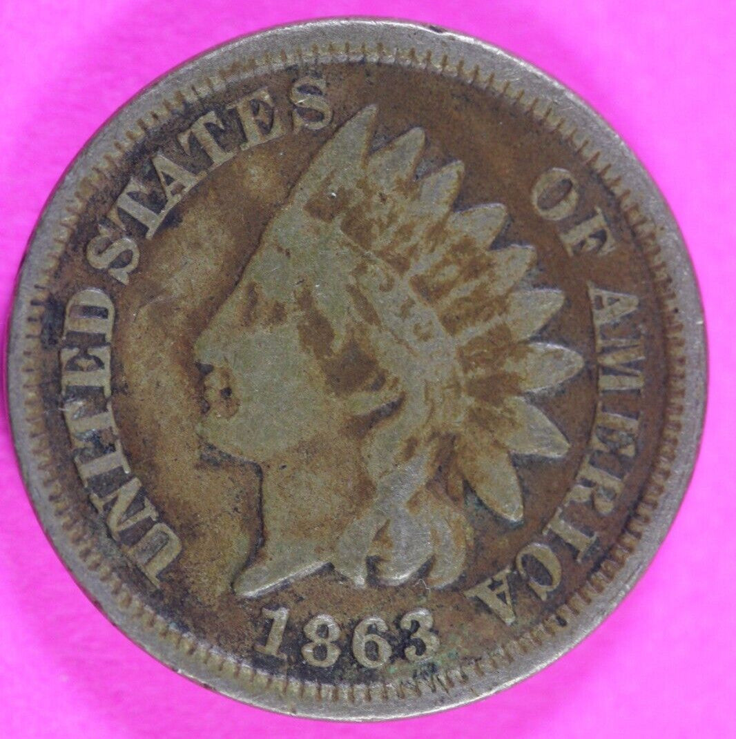 1863 Copper Nickel Indian Head Cent Penny Rare Type Coin Exact Coin Pictured 272