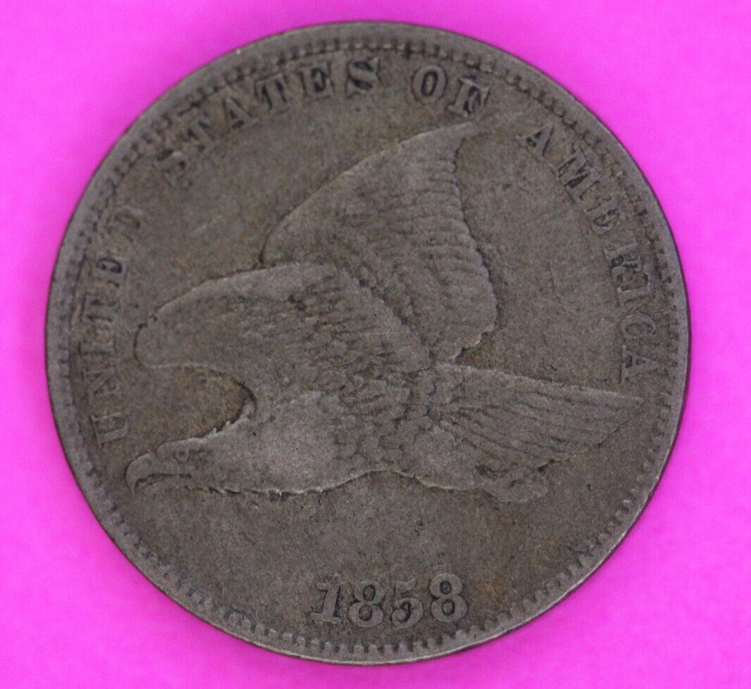 Mint Error Rim Cuds Rev 1858 Flying Eagle Cent Penny Exact Early Scarce Coin 113