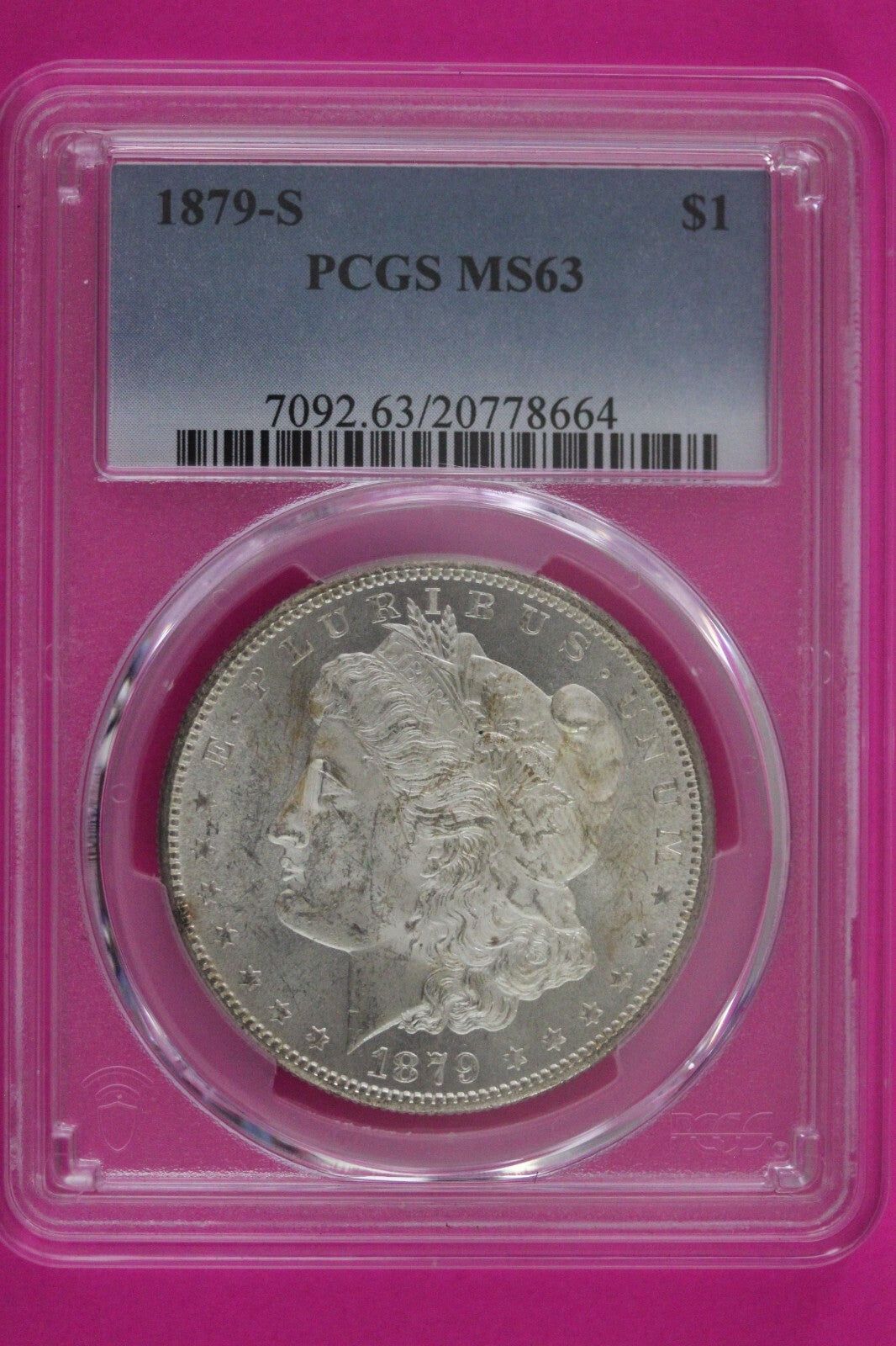 1879 S MS 63 Liberty Morgan Silver Dollar Coin PCGS Graded Certified Slab 1090