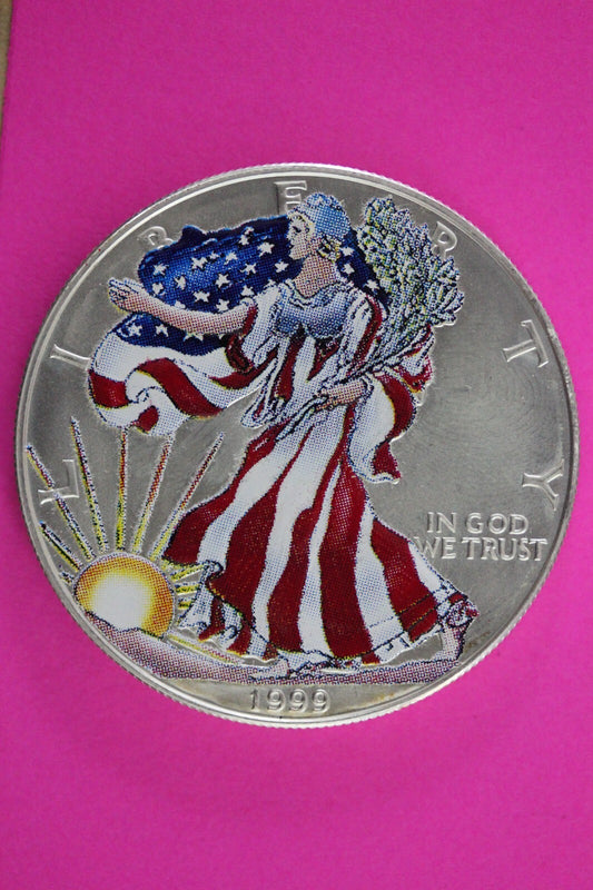 Colorized 1999 American Silver Eagle 1 Ounce .999 Fine Exact Coin Shown N0521