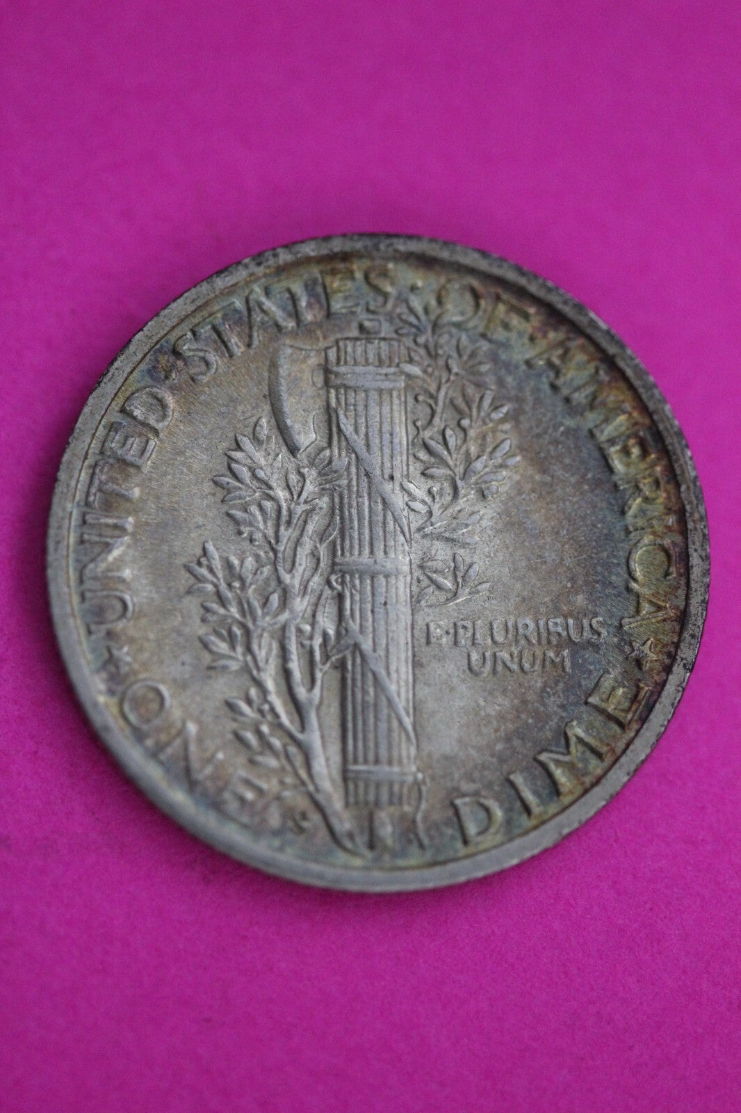 Toned 1945 D Mercury Dime 90% Silver Guaranteed Authentic & Genuine Coin 1001